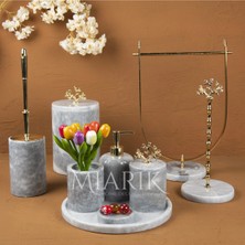 Miarik Design Dekoratif Grı Mermer T 9lu Li Banyo Seti Takımı