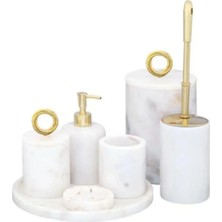 Miarik Design Dekoratif Mermer Halka Detaylı 7 Li Banyo Seti Takımı