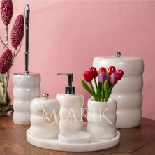 Miarik Design Dekoratif Mermer Tırtıklı 7 Li Banyo Seti Takımı