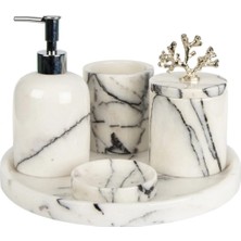 Miarik Design Rolin Leylak Mermer Banyo Seti 5li Gümüş Mercan