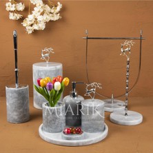 Miarik Design Dekoratif Grı Mermer T 9lu Li Banyo Seti Takımı