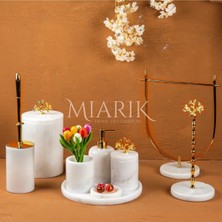 Miarik Design Dekoratif Beyaz Mermer T 9lu Li Banyo Seti Takımı