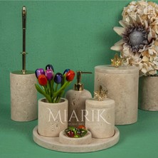 Miarik Design Dekoratif Doğal Traverten Mermer Banyo Seti Takımı Aksesuar Detaylı
