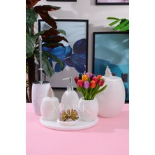 Miarik Design Dekoratif Mermer Banyo Seti Takımı 7 Li Aksesuar Detaylı Tasarım Set