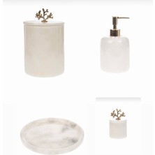 Miarik Design Beyaz Banyo Mercan 4 Lu Ozel Set 4 Parça Mermer