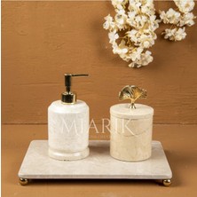 Miarik Design Dekoratif Bej Mermer Aksesuar Detaylı 3 Lu Banyo Seti Takımı