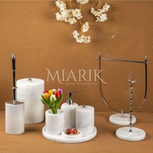 Miarik Design Dekoratif Beyaz Mermer T 9lu Li Banyo Seti Takımı