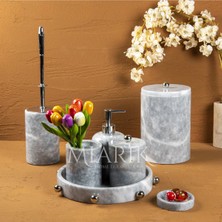 Miarik Design Dekoratif Mermer Top Top Kabaret Detaylı 7 Li Banyo Seti Takımı
