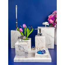 Miarik Design Dekoratif Mermer Aksesuar Detaylı 7 Li Kare Banyo Seti Takımı