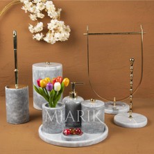 Miarik Design Dekoratif Grı Mermer T 9lu Li Banyo Seti Takımı