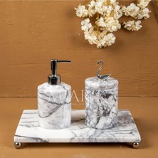 Miarik Design Dekoratif Leylak Mermer Aksesuar Detaylı 3 Lu Banyo Seti Takımı