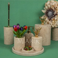 Miarik Design Dekoratif Traverten Mermer Aksesuar Detaylı 7 Li Banyo Seti Takımı