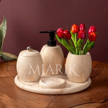 Miarik Design Dekoratif Traveren Mermer Oval Banyo Seti Takımı 5 Li Tasarım Set