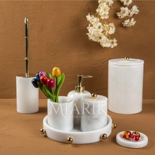 Miarik Design Dekoratif Mermer Top Top Kabaret Detaylı 7 Li Banyo Seti Takımı