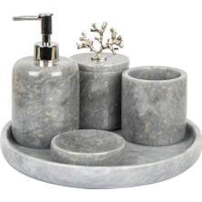 Miarik Design Rolin Gümüş Mercan Banyo Seti 5li Gri