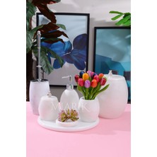 Miarik Design Dekoratif Mermer Banyo Seti Takımı 7 Li Aksesuar Detaylı Tasarım Set