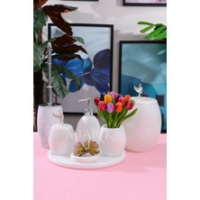 Miarik Design Dekoratif Mermer Banyo Seti Takımı 7 Li Aksesuar Detaylı Tasarım Set
