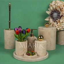 Miarik Design Dekoratif Traverten Mermer Aksesuar Detaylı 7 Li Banyo Seti Takımı