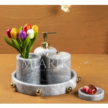 Miarik Design Dekoratif Mermer Top Kabare Detaylı 5 Li Banyo Seti Takımı