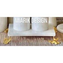Miarik Design Dekoratif Bej Mermer Gınko Aksesuar Tepsı
