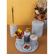 Miarik Design Dekoratif Grı Mermer Aksesuar Detaylı 7 Li Banyo Seti Takımı