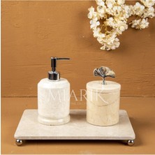 Miarik Design Dekoratif Bej Mermer Aksesuar Detaylı 3 Lu Banyo Seti Takımı