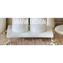 Miarik Design Dekoratif Bej Mermer Gınko Aksesuar Tepsı