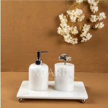 Miarik Design Dekoratif Beyaz Mermer Aksesuar Detaylı 3 Lu Banyo Seti Takımı