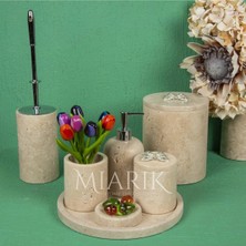 Miarik Design Dekoratif Traverten Mermer Aksesuar Detaylı 7 Li Banyo Seti Takımı