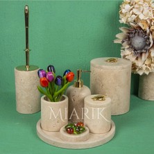 Miarik Design Dekoratif Traverten Mermer Aksesuar Detaylı 7 Li Banyo Seti Takımı