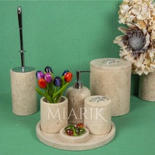 Miarik Design Dekoratif Traverten Mermer Aksesuar Detaylı 7 Li Banyo Seti Takımı