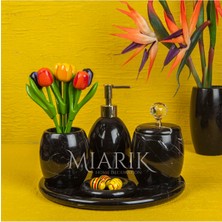 Miarik Design Dekoratif Siyah Mermer Banyo Seti Takımı 5 Li Tasarım Set