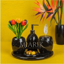 Miarik Design Dekoratif Siyah Mermer Banyo Seti Takımı 5 Li Tasarım Set