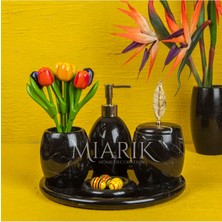 Miarik Design Dekoratif Siyah Mermer Banyo Seti Takımı 5 Li Tasarım Set