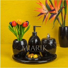 Miarik Design Dekoratif Siyah Mermer Banyo Seti Takımı 5 Li Tasarım Set