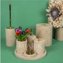 Miarik Design Dekoratif Traverten Mermer Aksesuar Detaylı 7 Li Banyo Seti Takımı