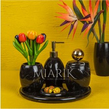Miarik Design Dekoratif Siyah Mermer Banyo Seti Takımı 5 Li Tasarım Set