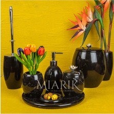 Miarik Design Dekoratif Siyah Mermer Banyo Seti Takımı 7 Li Pirinç Aksesuar Detaylı Tasarım Set