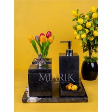 Miarik Design Dekoratif Mermer Düz Kare 5 Li Banyo Seti Takımı