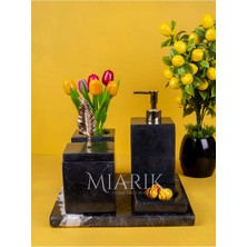 Miarik Design Dekoratif Mermer Düz Kare 5 Li Banyo Seti Takımı