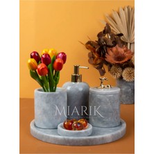 Miarik Design Dekoratif Mermer 5li Geyik Detaylı Banyo Seti Takımı