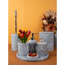 Miarik Design Dekoratif Gri Mermer Krıstal Detaylı 7li Banyo Seti Takımı