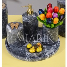 Miarik Design Dekoratif Mermer Aksesuar Detaylı 5 Li Banyo Seti Takımı