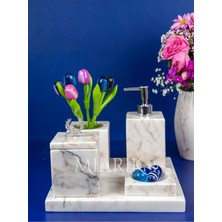 Miarik Design Dekoratif Mermer Düz Kare 5 Li Banyo Seti Takımı