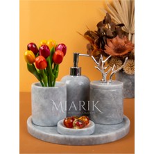 Miarik Design Dekoratif Mermer 5 Li Geyik Detaylı Banyo Seti Takımı