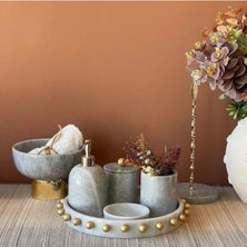 Miarik Design Orijinal Saf Pirinç Detaylı Mermer 5`li Banyo Seti - Sekhmet Serisi