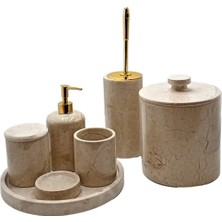 Miarik Design Bej Mermer Gold Altın Detaylı 7li Banyo Seti Takımı
