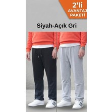 Osyday Erkek 2’li Paket Yazlık Rahat Kalıp Eşofman Altı Siyah ve Açık Gri