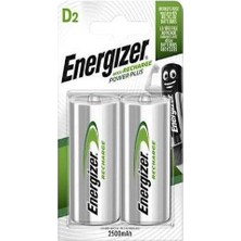 Energizer Şarj Edilebilir Pil Power Plus D Büyük Boy 2500MAH 2'li Paket Erpilsan Elektronik