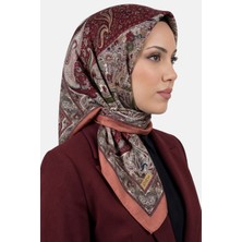 Hadiora Kadın Bordo Turuncu Etnik Desen Dikişli Yazma